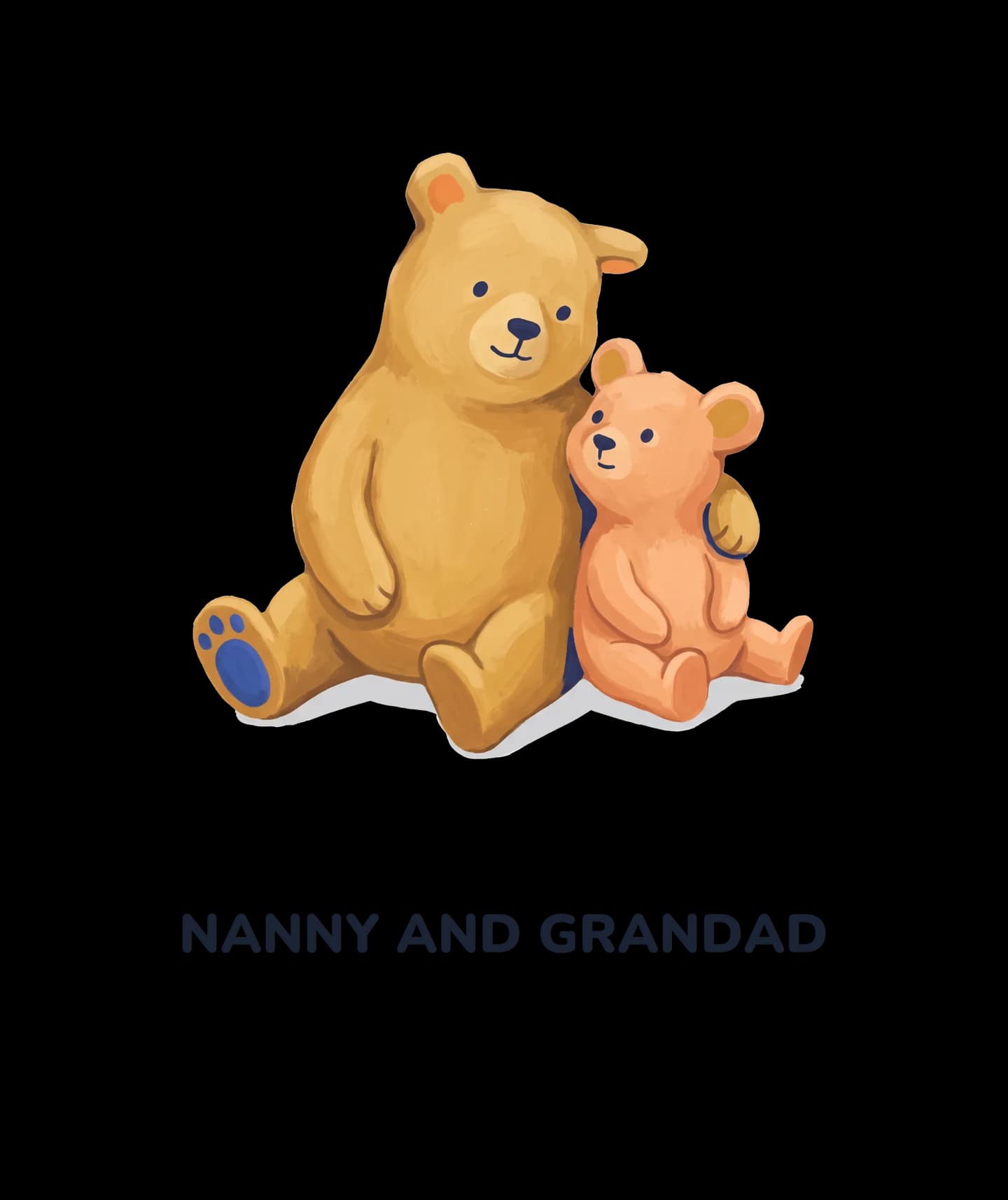 A book cover painted with a big bear and a little bear sitting side by side, the big bear's arm round the little one, titled Nanny and Grandad